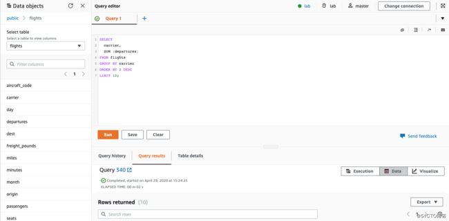 【AWS征文】[数据仓库]Redshift 动手实验---分析美联航airline数据