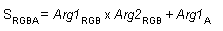 Equation of the add alpha modulate color operation (S(RGBA) = Arg1(RGB) x Arg2(RGB) + Arg1(A))