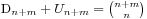 D_{n + m} + U_{n +m} = {n + m \choose n}