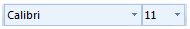 Screen shot of Font and Font-Size drop-down lists  