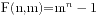 F(n,m)=m^n-1