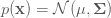 p(\bold x) = \mathcal N (\bold{\mu}, \bold \Sigma)