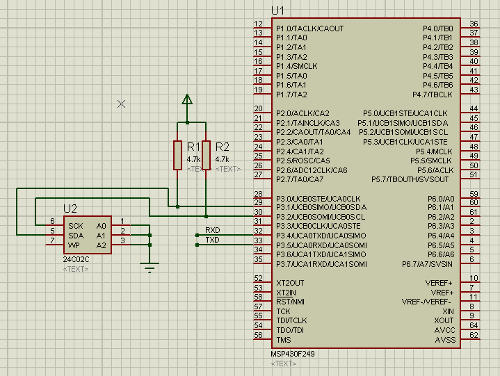 MSP430F249硬件I2C查询法读写AT24C02_第1张图片