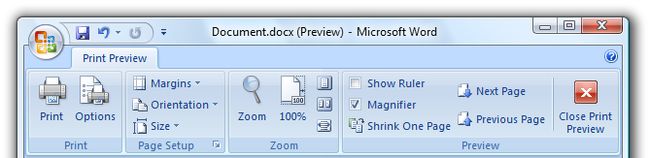 Screen shot of Print Preview tab VSTO Ribbons的完整介绍_第10张图片