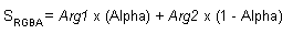 Equation of the blend diffuse alpha operation (S(RGBA) = Arg1 x Alpha + Arg 2 x (1 - Alpha))