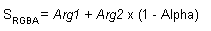 Equation of the blend texture alpha PM operation (S(RGBA) = Arg1 + Arg 2 x (1 - Alpha))