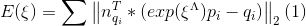 E(\xi ) = \sum \left \|n_{q_i}^T* (exp(\xi ^\Lambda ) p_i - q_i)\right \|_2} (1)