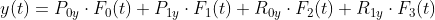 y(t)=P_{0y}\cdot F_{0}(t)+P_{1y}\cdot F_{1}(t)+R_{0y}\cdot F_{2}(t)+R_{1y}\cdot F_{3}(t)