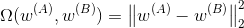 \Omega (w^{(A)},w^{(B)})=\left\|w^{(A)}-w^{(B)}\right\|_2^2