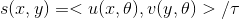 s(x, y) = <u(x, \theta), v(y, \theta)>/\tau