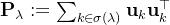 \mathbf{P}_{\lambda}:=\sum_{k \in \sigma(\lambda)} \mathbf{u}_{k} \mathbf{u}_{k}^{\top}