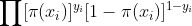 \prod [\pi(x_{i})]^{y_{i}}[1-\pi(x_{i})]^{1-y_{i}}