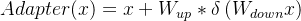 Adapter(x) = x +W_{up}*\delta \left ( W_{down}x \right )