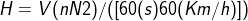 H=V×(n×N2)/([60(s)×60(Km/h)])