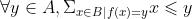 \forall y \in A,\Sigma_{x\in B\mid f(x)=y}x\leqslant y