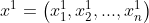 x^{1}=\left ( x_{1}^{1},x_{2}^{1},...,x_{n}^{1}\right )