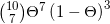 \binom{10}{7}\Theta ^{7}\left ( 1-\Theta \right )^{3}