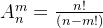 A_{n}^{m}=\frac{n!}{\left ( n-m! \right )}