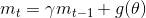 m_{t}=\gamma m_{t-1}+g(\theta )