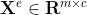 \mathbf{X}^{e} \in \mathbf{R}^{m \times c}