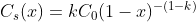 C_{s}(x)=kC_{0}(1-x)^{-(1-k)}