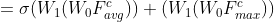 =\sigma (W_{1}(W_{0}F_{avg}^{c}))+(W_{1}(W_{0}F_{max}^{c}))