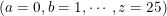 \small (a=0,b=1,\cdots,z=25)