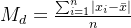 M_{d}=\frac{\sum_{i=1}^{n}\left | x_{i}-\bar{x} \right |}{n}