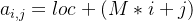 a_{i,j}=loc+(M\ast i+j )