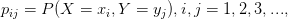 p_{ij} = P(X = x_{i},Y = y_{j}),i,j = 1,2,3,...,