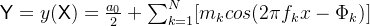 \mathsf{Y} = y ( \mathsf{X} ) = \frac{a_0}{2} + \sum_{k=1}^{N}[m_k cos(2\pi f_k x-\Phi_k)]