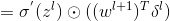 =\sigma^{'}(z^l) \odot ((w^{l+1})^T\delta^l)