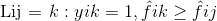 $ \mathcal{L}{ij} = \left{k: y{ik} = 1, \hat{f}{ik} \geq \hat{f}{ij} \right} $