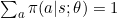 \sum_{a}^{}\pi(a|s;\theta)=1