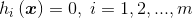 h_{i}\left ( \boldsymbol{x} \right )=0,\; i=1,2,...,m