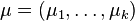 \mu = (\mu_1, \ldots, \mu_k)