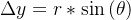 \Delta y= r*\sin \left ( \theta \right )