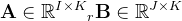 $\mathbf{A} \in \mathbb{R}^{I \times K}{ }_{r} \mathbf{B} \in \mathbb{R}^{J \times K}$