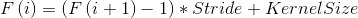 F\left ( i \right )=\left ( F\left ( i+1 \right )-1 \right )*Stride+KernelSize