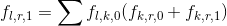 f_{l,r,1}=\sum f_{l,k,0}(f_{k,r,0}+f_{k,r,1})