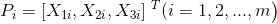 P_{i}=\left [ X_{1i},X_{2i},X_{3i} \right ]\left^{T} ( i=1,2,...,m \right )