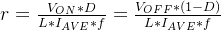 r = \frac{V_{ON}*D}{L*I_{AVE}*f} = \frac{V_{OFF}*(1-D)}{L*I_{AVE}*f}