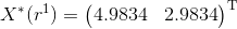 X^*(r^1) = \begin{pmatrix}4.9834 & 2.9834\end{pmatrix}^{\mathrm{T}}