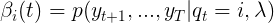 \large \beta_i(t)=p(y_{t+1},...,y_T|q_t=i,\lambda)