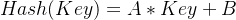 Hash(Key)= A*Key + B