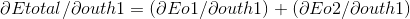 \partial Etotal/\partial outh1=(\partial Eo1/\partial outh1)+(\partial Eo2/\partial outh1)