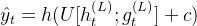 \hat{y_t}=h(U[h_t^{(L)};g_t^{(L)}]+c)