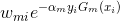 w_{mi} e^{-\alpha _my_iG_m(x_i)}