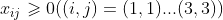 x_{ij}\geqslant 0 ((i,j)=(1,1)...(3,3))