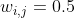 w_{i,j}=0.5